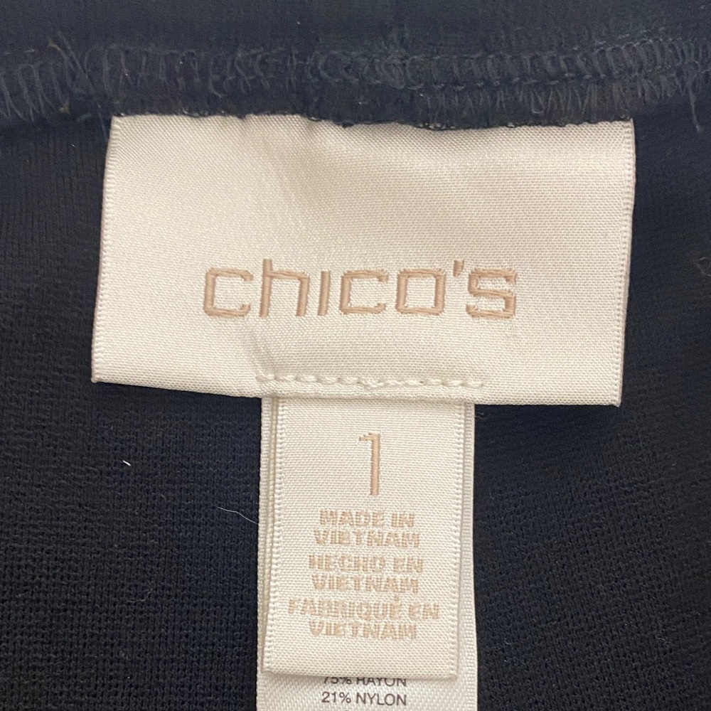 Chico's Ponté two-toned Animal Print and Black Pants Size 1 - Picture 2 of 10